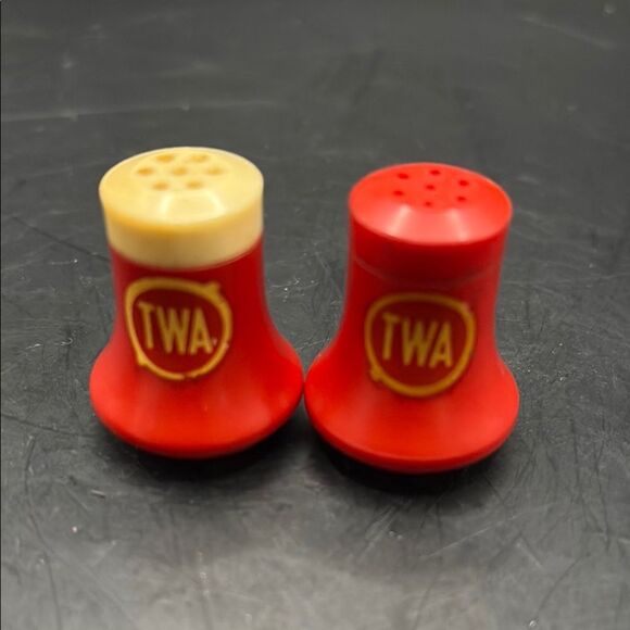 TWA Red and Cream Salt and Pepper Shakers - Picture 1 of 5